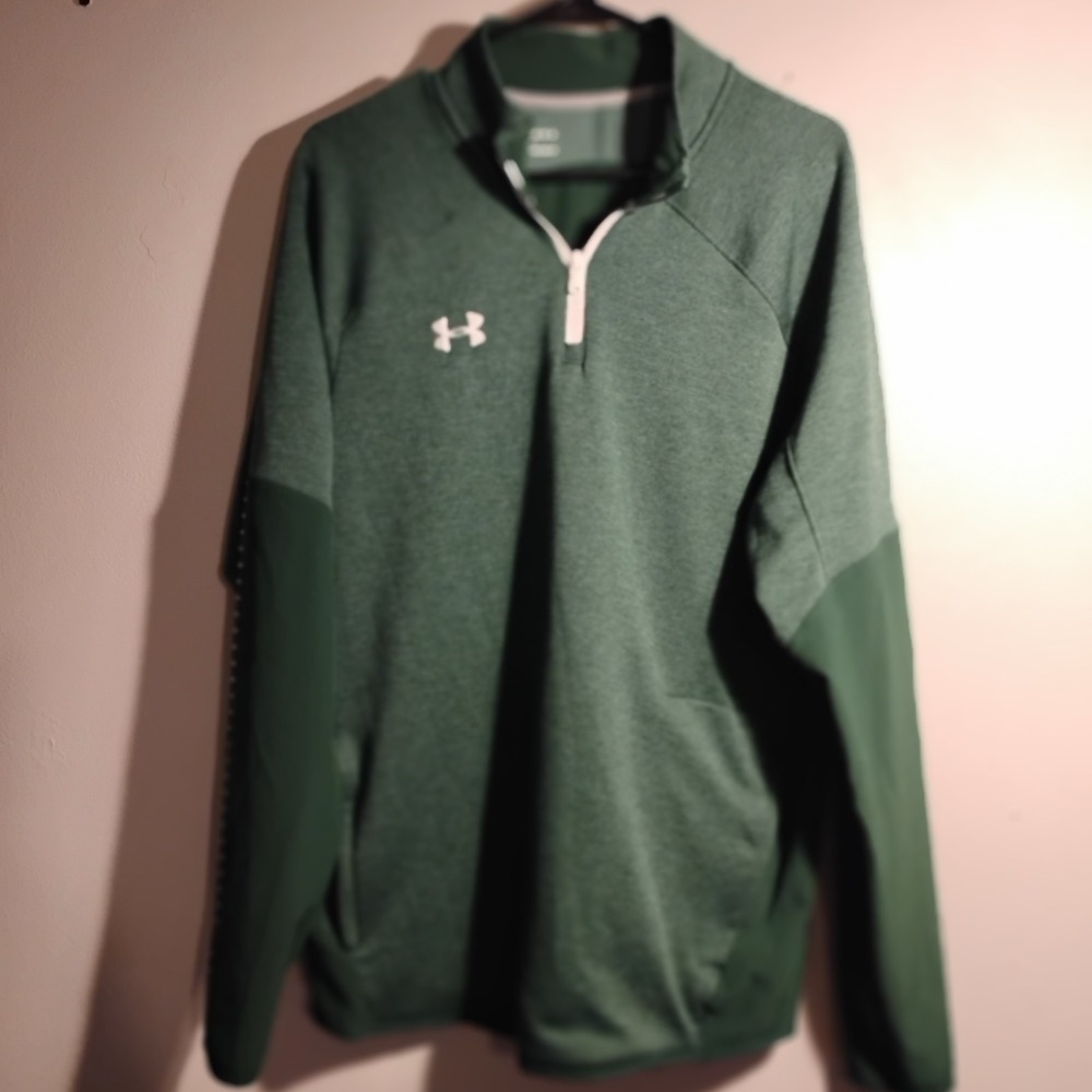 Under Armour Pullover, Mens L Green 1/4 Zip ColdGear Long Sleeve Activewear
